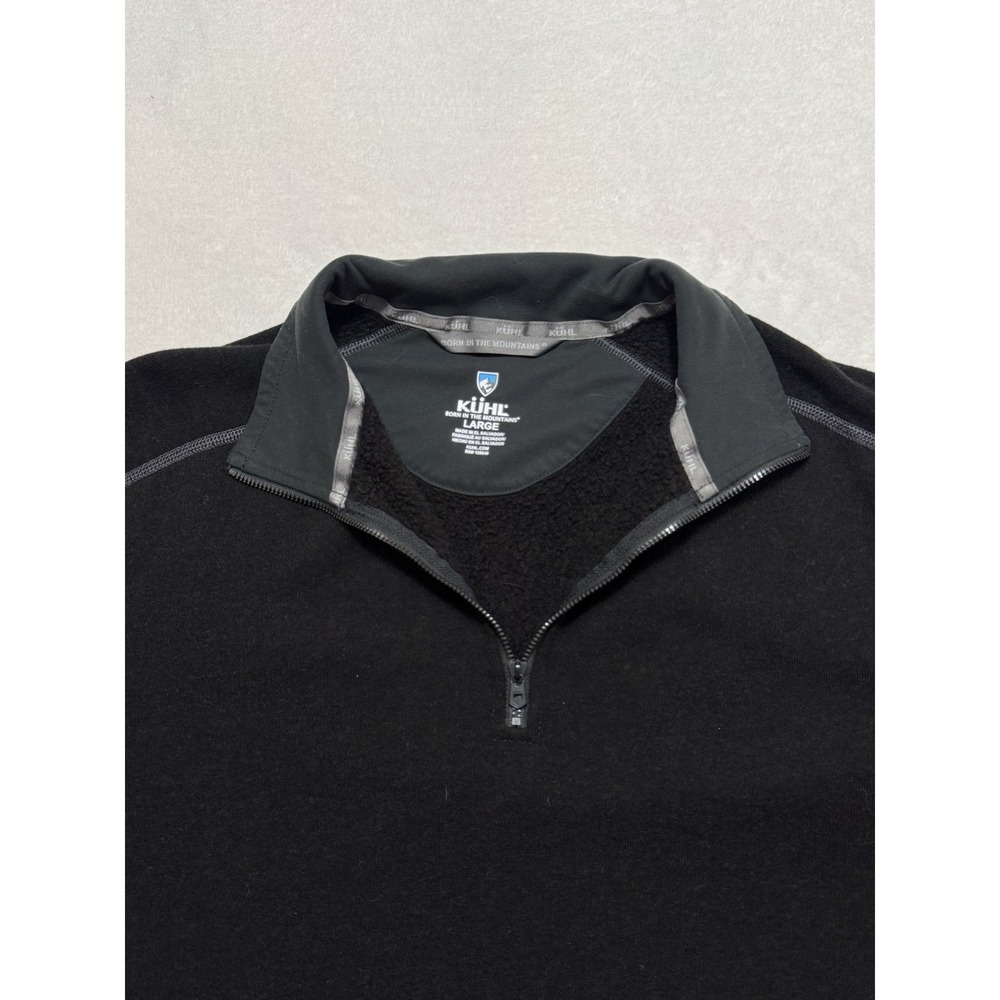 KUHL Men's Born in the mountains Kashmira 1/4 Zip Pullover Sweater Black Sz L - Picture 3 of 9